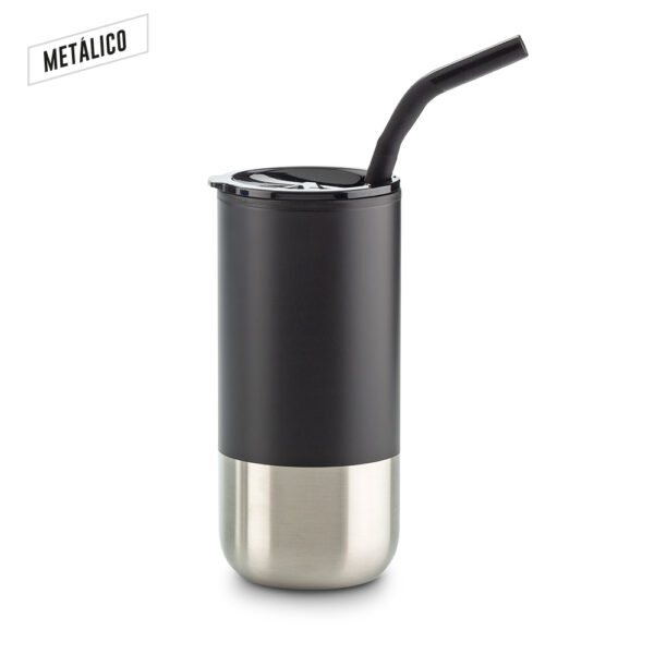 Mug Metálico con Pitillo 600ml - Image 3