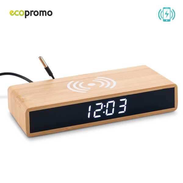 Cargador Inalámbrico con Reloj Bamboo - Image 3